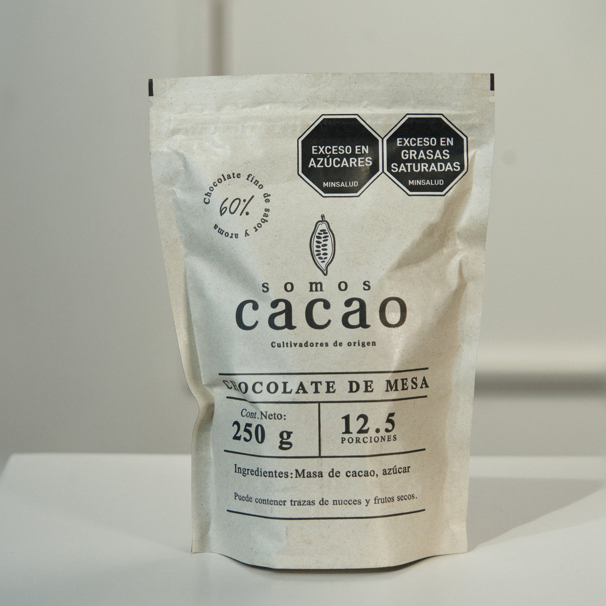 Chocolate de Mesa 60% Cacao · 250 g - bolsa de 250 g