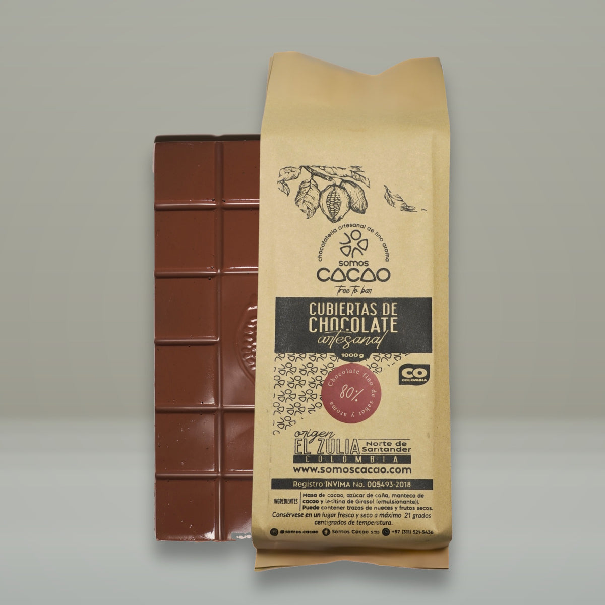 Cobertura de Chocolate 80% Cacao · 1 kg - bolsa y bloque