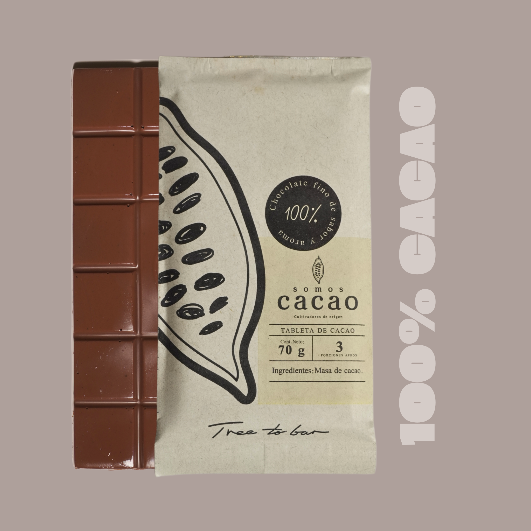 Chocolate 100% Cacao Colombiano – Sin Azúcar | Somos Cacao