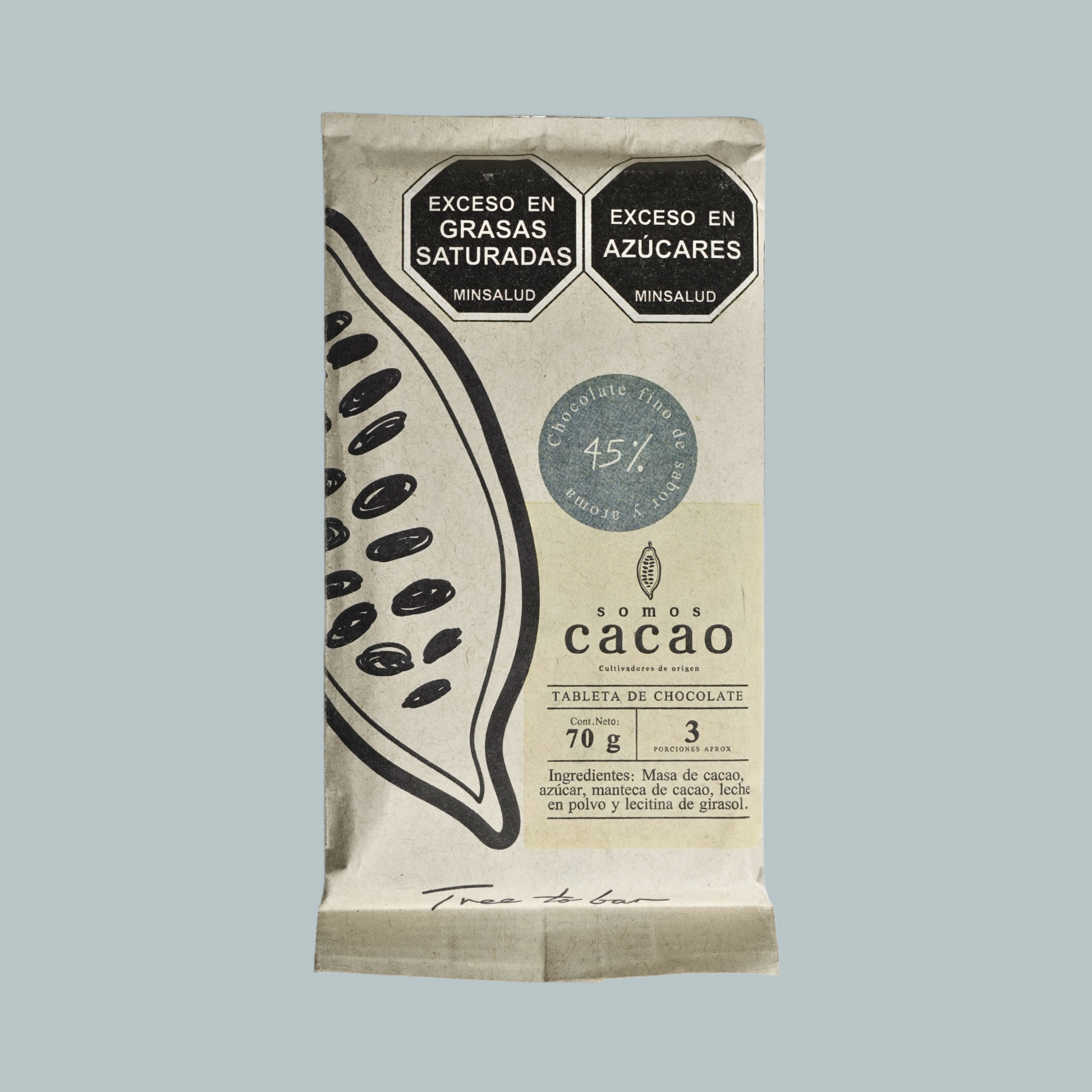 Chocolate con Leche 45% Cacao Colombiano – Tableta Artesanal | Somos Cacao