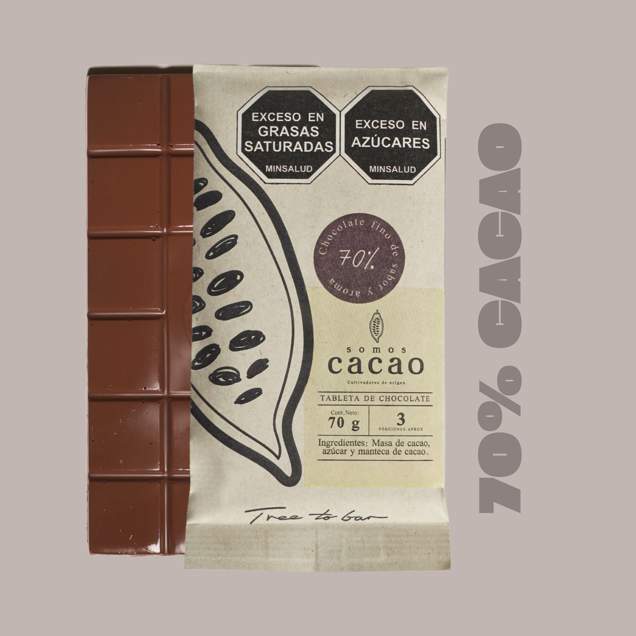 Chocolate 70% Cacao Colombiano – Tableta Artesanal | Somos Cacao