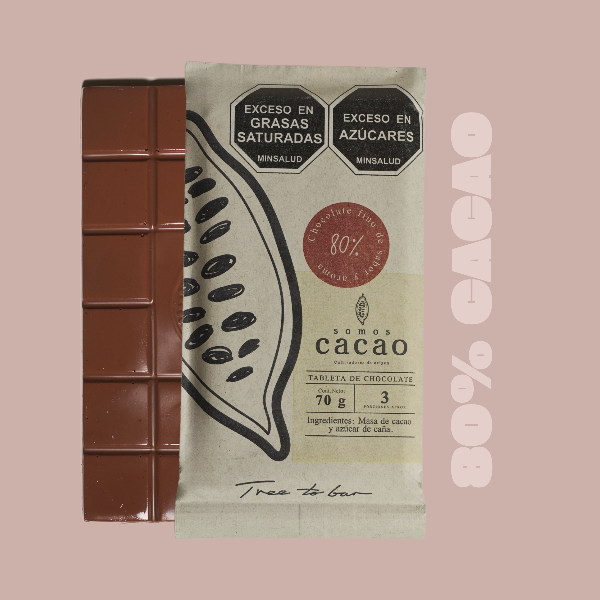 Chocolate 80% Cacao Colombiano – Tableta Artesanal | Somos Cacao