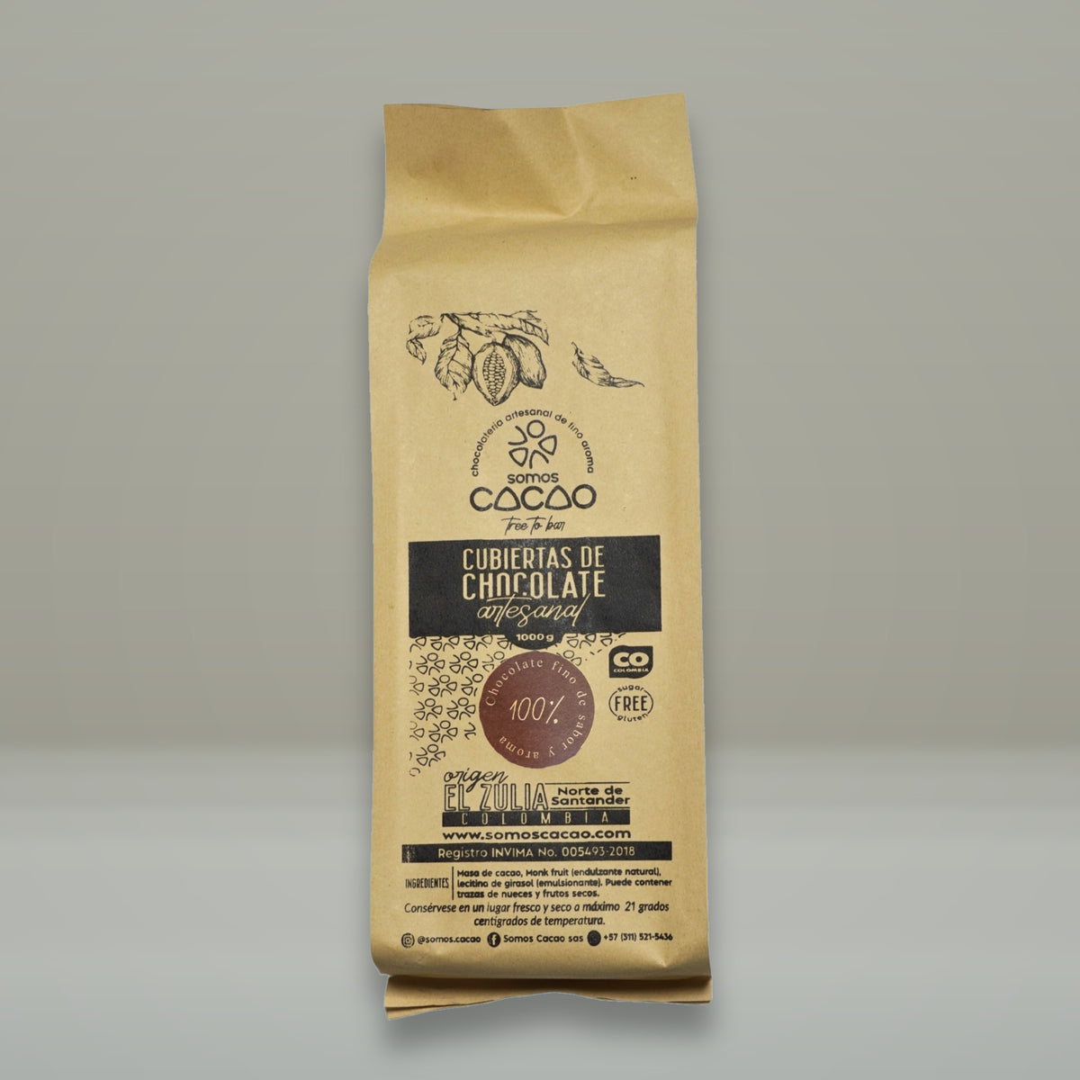 Cobertura 100% Cacao · 1 kg - bolsa de 1 kg