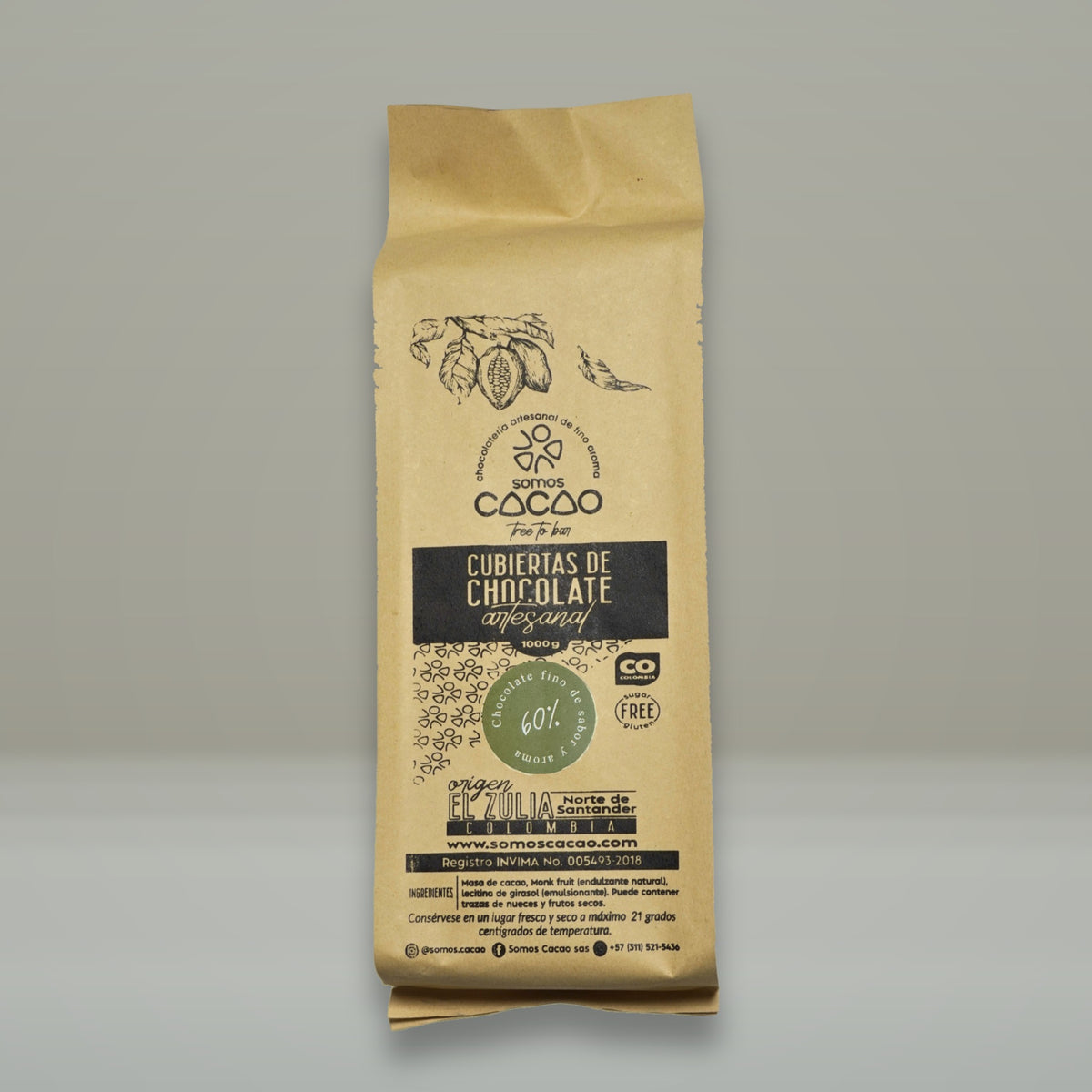 Cobertura de Chocolate Real 60% Cacao · 1 kg - bolsa de 1 kg
