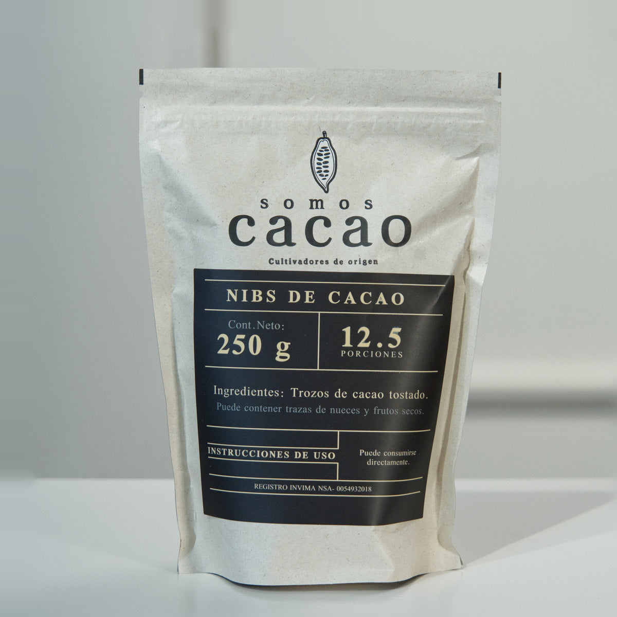 Nibs de Cacao Tostado 100% · 250 g - bolsa de 250 g